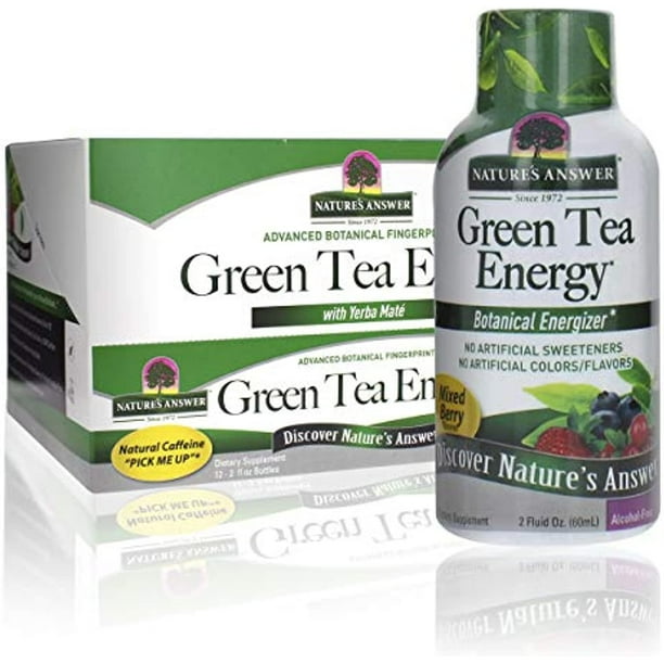 Natures Answer Green Tea Energy Shot Cast, 12 Count Natural Energy