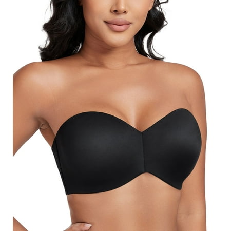 Exerin Women s Strapless Bra Non Slip Underwire Unpadded Seamless Minimizer Bra(Black 36C)