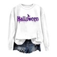 thumbnail image 2 of White Women's Oversized Sweatshirts Halloween Witch Sweatshirt Women Season Sweatshirts Halloween Bat Long Sleeve Fall Crewneck Pullover Tops Hoodies for Women Trendy, 2 of 4