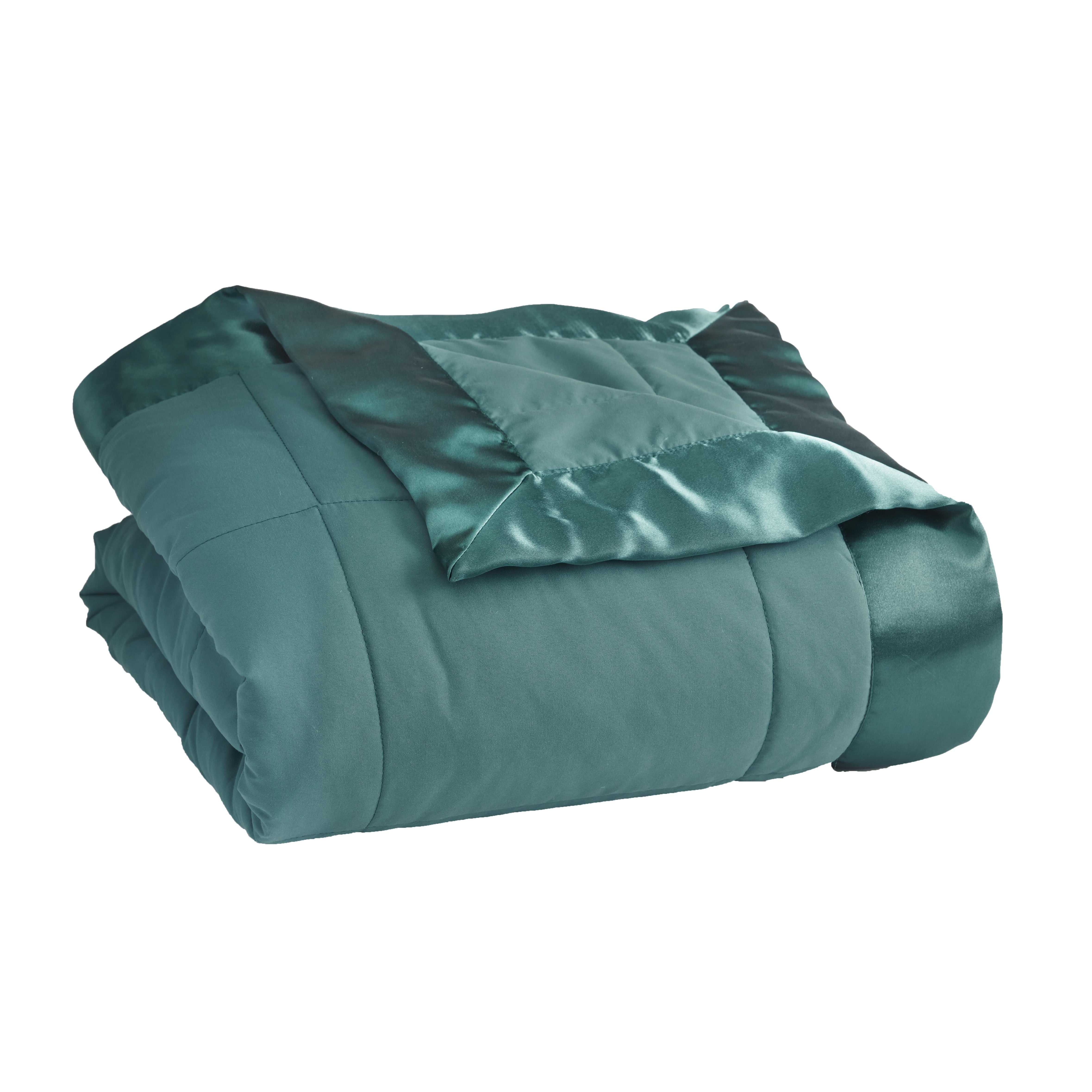 Down Alternative Bed Blanket With Satin Binding Edges Teal King