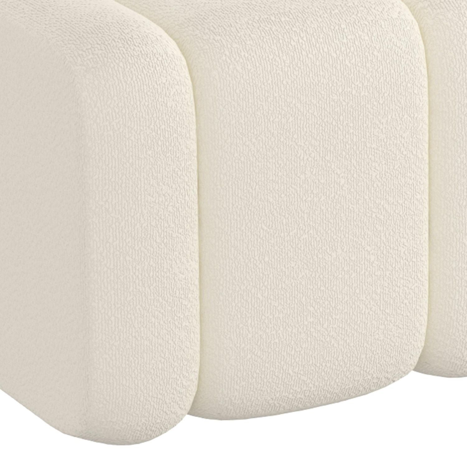 Contemporary Boucle Fabric Large Ottoman Bench - Ivory