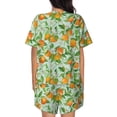 thumbnail image 3 of Kdxio Tangerine Print Pajamas Sets for Women Short-Sleeved Pjs with Lounge Shorts Two Piece Sleepwear S-4XL, 3 of 9