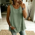 thumbnail image 2 of TGSLY Women's Crew Neck Double Layer Chiffon Tank Tops Flare Hem Swing Sleeveless Tunic Shirt Loose Flowy A-Line Fit Solid Color Blouse L, 2 of 9