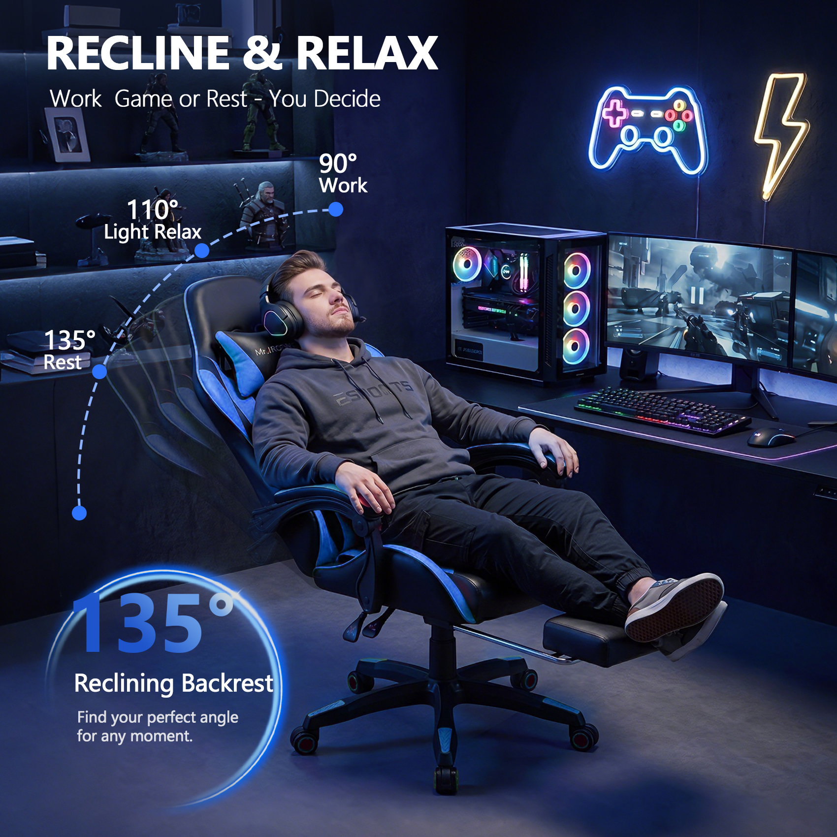 Mr Ironstone Ergonomic Gaming Chair With Massage Lumbar Support photo 3
