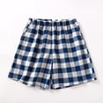 thumbnail image 2 of Atogsazn Womens Summer Plaid Shorts Casual Cotton Elastic Waist Short Pants Wide Leg Beach Pant Outfit Navy XL Fashion, 2 of 3