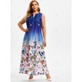 thumbnail image 2 of Tamaño más Ombre mariposa del color del vestido maxi Imprimir Rosegal  Vestidos casuales de talla grande, 2 of 5