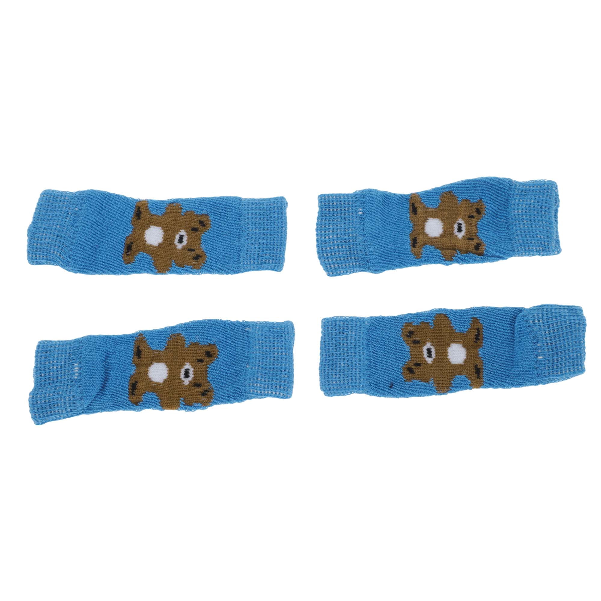 Unique Bargains Pack of 4 Dog Soft Knitted Socks Joint Protection Blue S