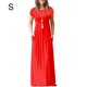 thumbnail image 1 of Jumpingount Vestido largo Manga corta Vestido maxi de verano Color sólido Ropa de mujer Vestidos Rojo S Jumpingount AP002044-11, 1 of 6