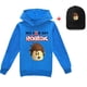 thumbnail image 1 of Roblox-suéter de manga larga con capucha para niños y niñas, ropa informal con estampado periférico, sombrero, estilo de tendencia para estudiantes, 2 piezas, 1 of 4