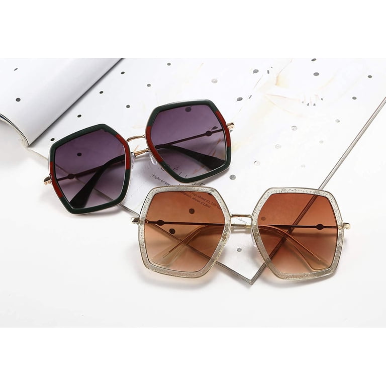 FEISEDY Women Large Hexagon Inspired Sunglasses Fashion  display picture 1