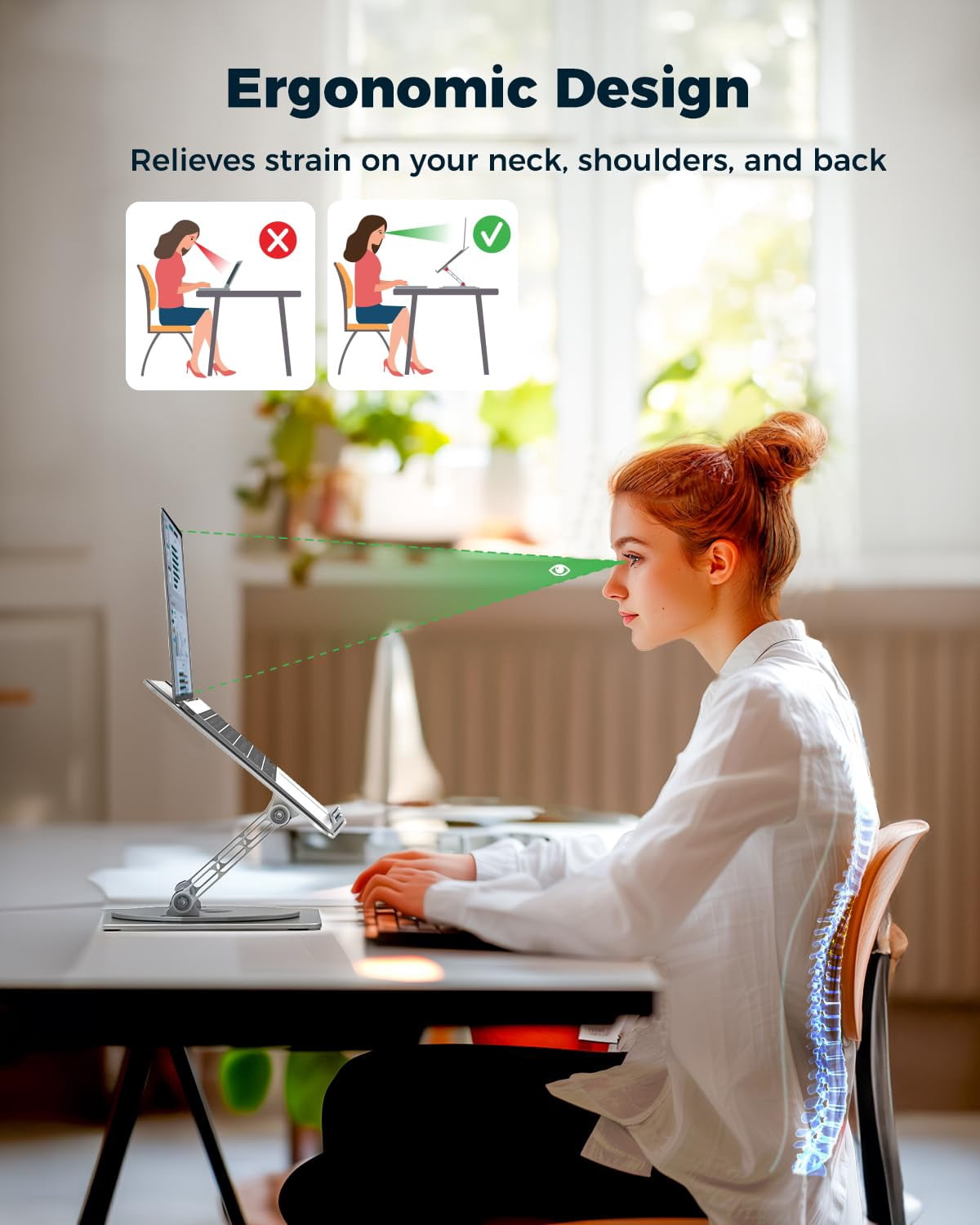 360° Rotating Laptop Stand For Desk | Adjustable  Foldable Portable Aluminum Riser Compatible With Macbook & All Laptops 10-16 Inch