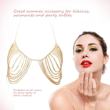Sexy Body Chain - Tbest Female Sexy Halter Neck Chain Alloy Multilayer Bra Accessory Beach Party Chest Body Jewelry, Halter Chain Bra,Chain Bra