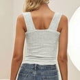 thumbnail image 6 of ClodeEU Women's Jacquard Square Neck Cropped Sleeveless Top with Wide Straps ,Slim Fit Casual Summer Tank Top White,Womens Plus L, 6 of 8