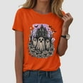 thumbnail image 2 of enyan Fashion Short Sleeve Tee Pumpkin Graphic Cute Ghost Tops Solid Casual Loose Basic T Shirt Halloween Shirts Women Orange,XL, 2 of 5