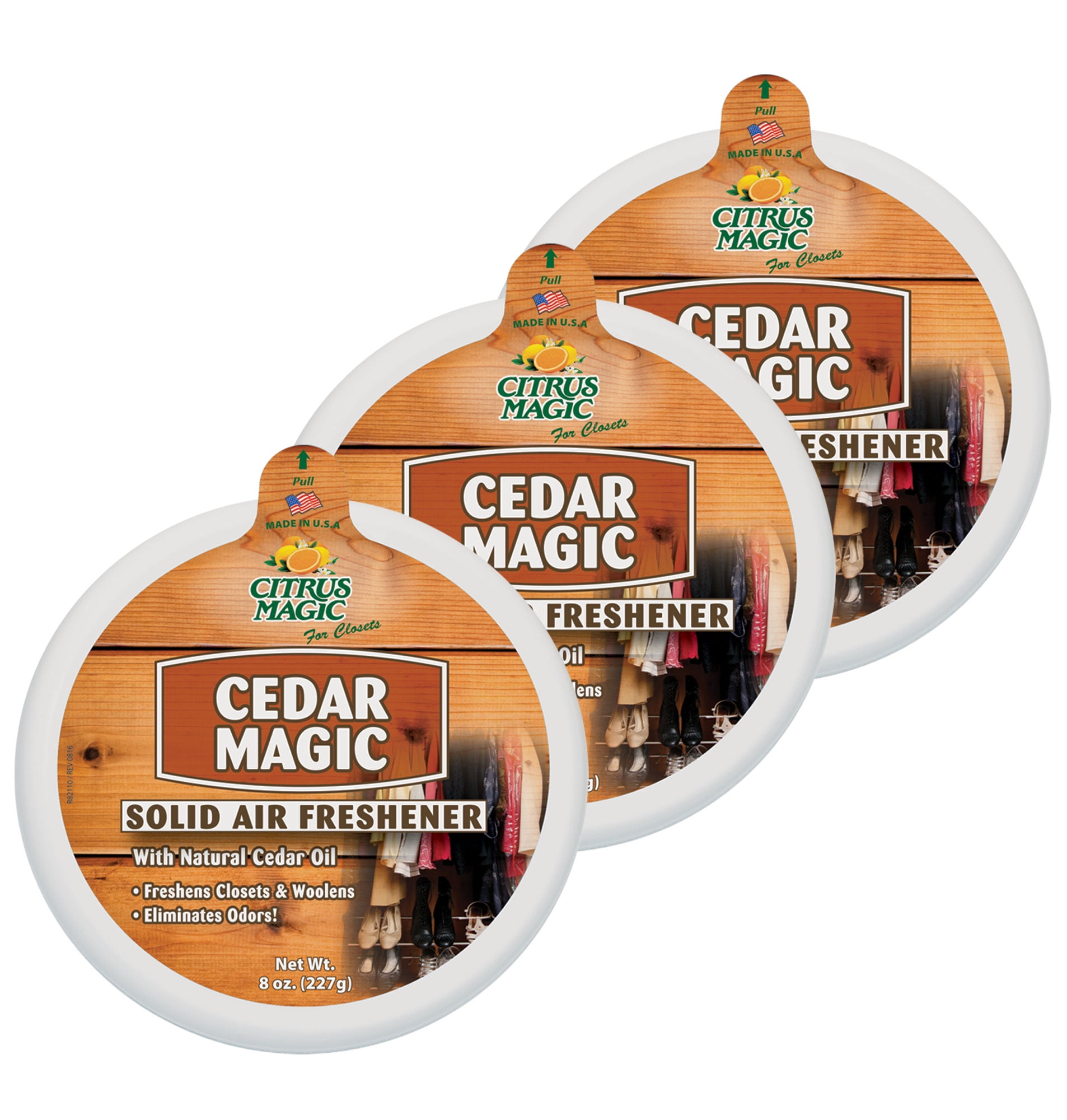 Citrus Magic Solid Air Freshener Cedar, Pack of 3, 8Ounces Each