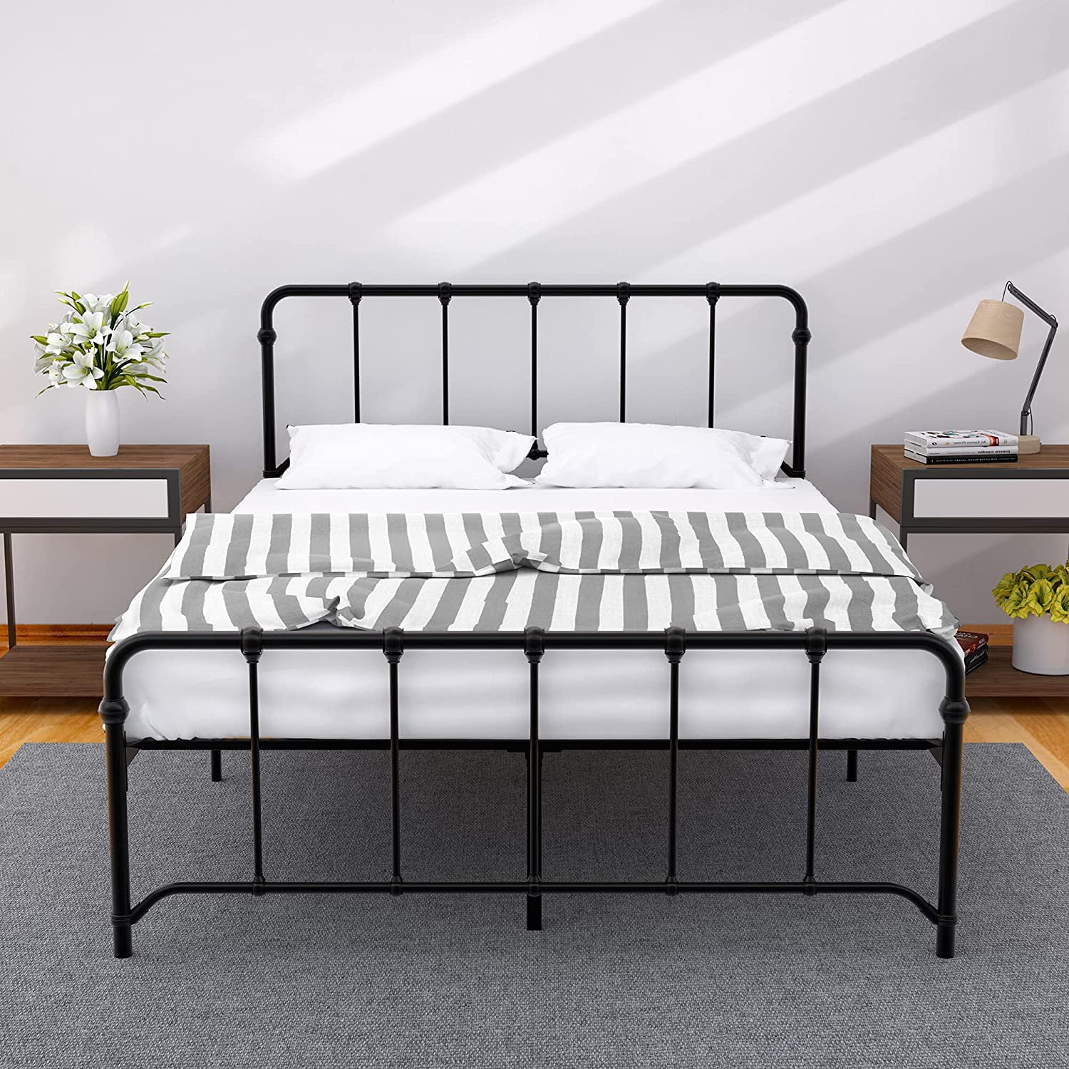 Yartaka Full Size Bed Frames Sturdy Metal Bed Frames with Headboard and