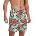 thumbnail image 2 of Balery Rose Flowers Pantalones cortos de pijama de punto de algodón para hombre con cinturilla y bolsillos-4X-Large, 2 of 6