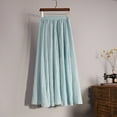 thumbnail image 2 of Bixock Women's Summer Maxi Skirt,Linen Pleated Skirt,Plus Size High Waist Cool Touch Elastic Waist Elegant A-Line Midi Skirt, 2 of 5