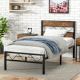 thumbnail image 2 of VECELO 3-Piece Bedroom Sets, Twin Size Metal Bed Frame and 3-tier Brown Nightstands, 2 of 9