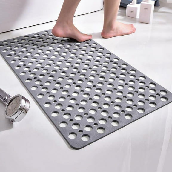 MUNDIDO Non Slip Bath Mat and Shower Mat with Suction Cups and Drain Holes, 30x17 in (75x43 cm), Soft Machine Washable Non Slip Bathtub mat, Shower Mats for Inside Shower, Easy Dry&Cut (Gray)