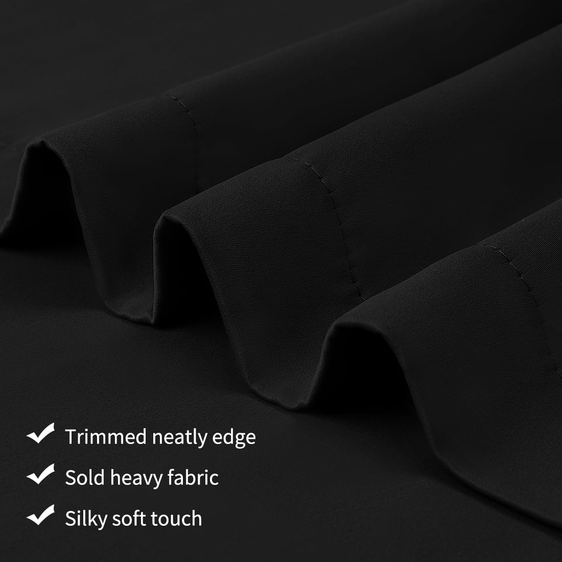 Unique Bargains Blockout Window Darkening Gorgeous Grommet Curtain Panels Set of 2 Black 52" x 63"