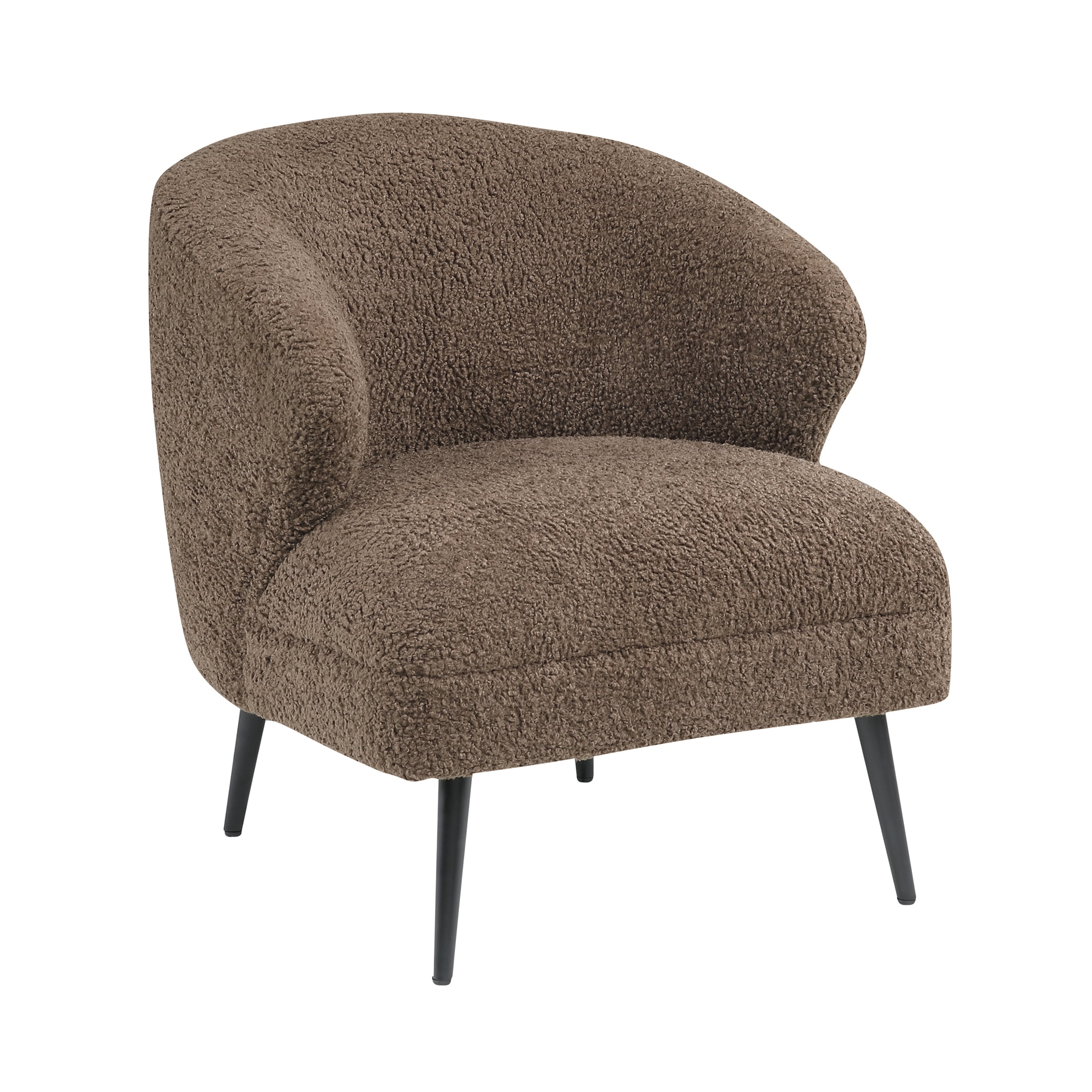 OakvillePark Crestlark Boucle Curved Back Accent Chair with Metal Legs, Brown