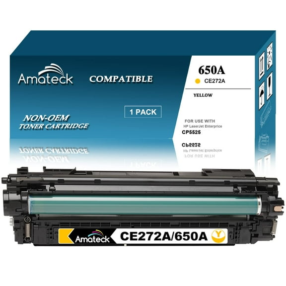 Amateck Compatible Toner Cartridge Replacement for HP CE272A 650A Yellow 1 Pack for Color Enterprise CP5525, CP5525dn, CP5525n, CP5525xh, M750dn, M750n, M750xh