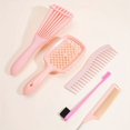 thumbnail image 3 of 5pcs Light Pink Hair Brush Set Anti Static Hairdressing Comb Rat Tail Comb Detangling Hair Brush Hairdressing Comb Kit For All Hair Types, 3 of 4
