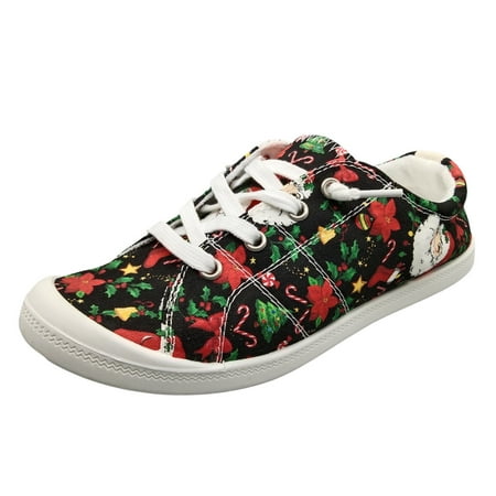

Women Shoes Fashionable Flat Casual Shoes Fashionable And Comfortable Christmas Printed Casual Shoes
