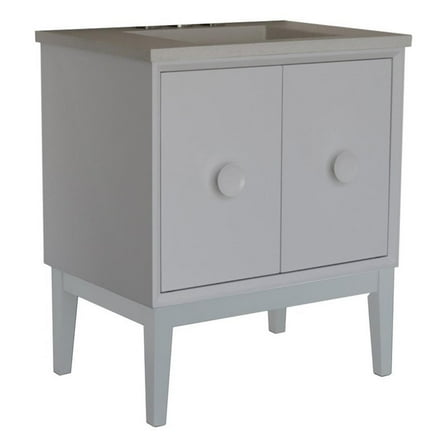 31 in. Single Wooden Vanity  White with White Concrete Top Rectangle Sink