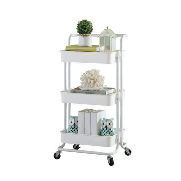Amdohai 3 Tier Rolling Metal Utility Cart on Wheels Moveable Storage