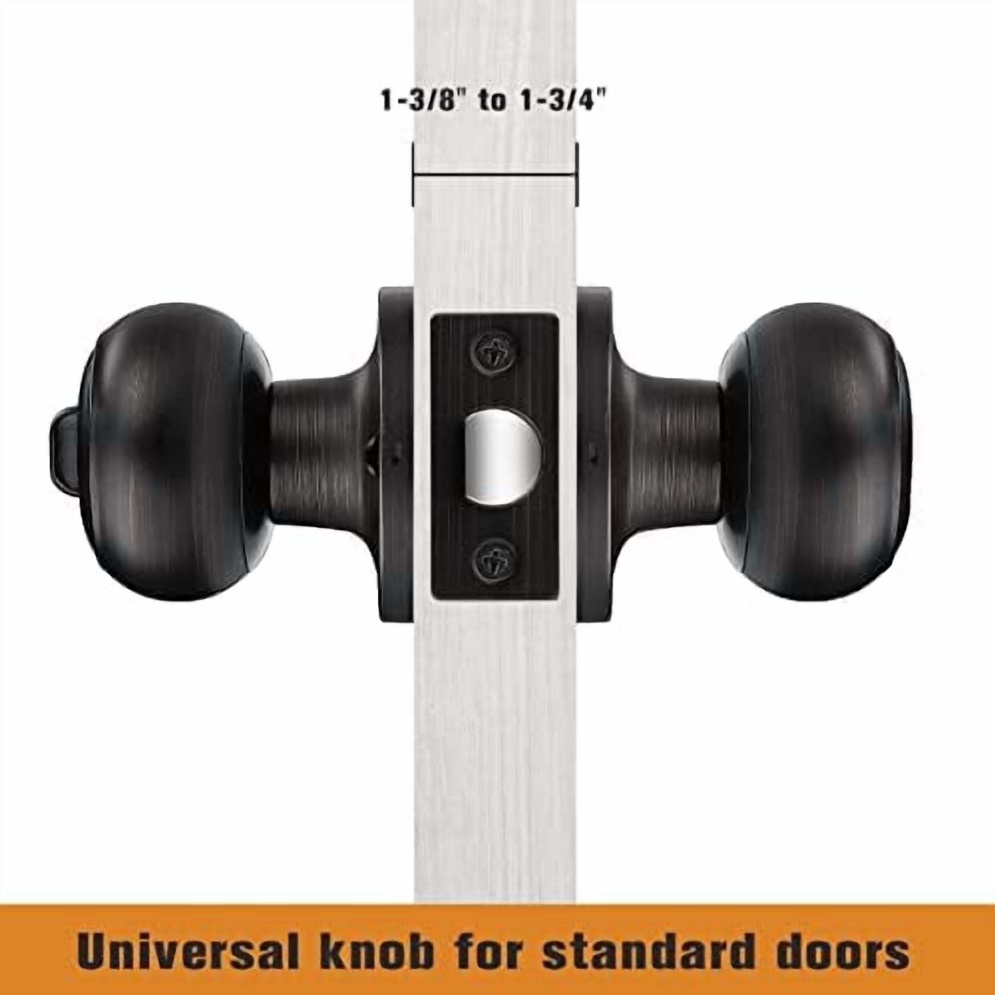 Privacy Door Knob Door Handles, Interior Door Knobs for Bedroom Bathroom, Oil Rubbed Bronze, 6 Pack