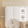thumbnail image 4 of Full Size Bed Frame, Velvet Upholstered Platform Bed with Adjustable Vertical Channel Tufted Headboard, No Box Spring Needed, Easy Assembly, White, 4 of 9