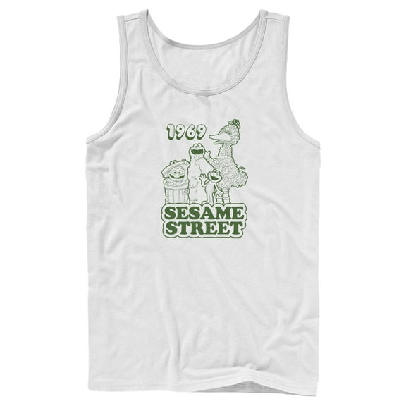 Men's Sesame Street Group Green Outline 1969 Tank Top