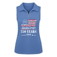 thumbnail image 4 of Trendfront Womens Patriotic Quarter Zip Tops Sleeveless Collared We The People Graphic American Flag 4th Of July 250th Anniversary Golf Shirt, 4 of 4