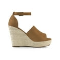thumbnail image 3 of BLISSFUL STEP Espadrilles Platform Heels Wedge Sandals Brown 5.5, 3 of 8