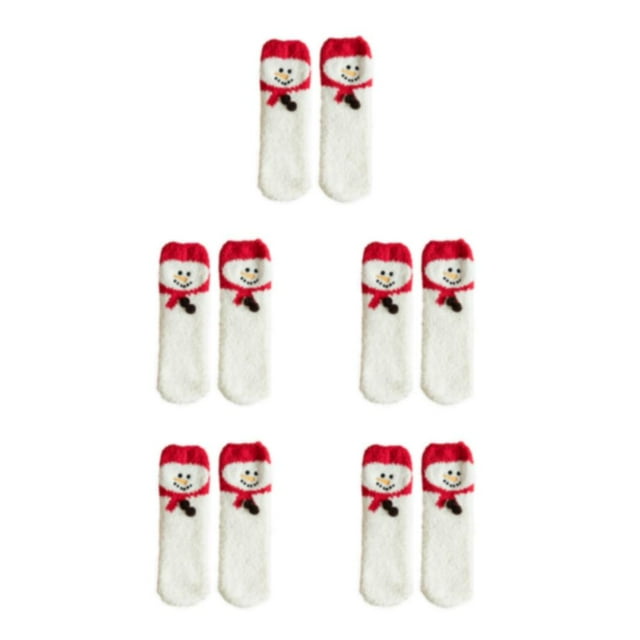 relayinert Experience Comfort With These Wide Application Fluffy Socks Red hat snowman 5Set