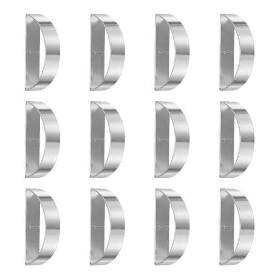 12pcs Silver Napkin Rings Metal D-Shaped Napkin Holders for Dinner