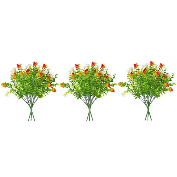 3pcs Artificial Eucalyptus Stems: Simulation Greenery With Strawberry For Home Decor Office Wedding And Party Centerpieces