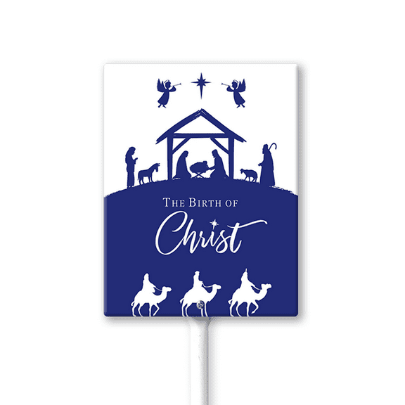 Christmas Yard Signs with Metal Stakes, 7×8.8 Inch Christmas Decorations Outdoor Yard, The Birth Of Christ Holiday Xmas Garden Yard Supplies for Winter Party Outdoor Front Yard Lawn