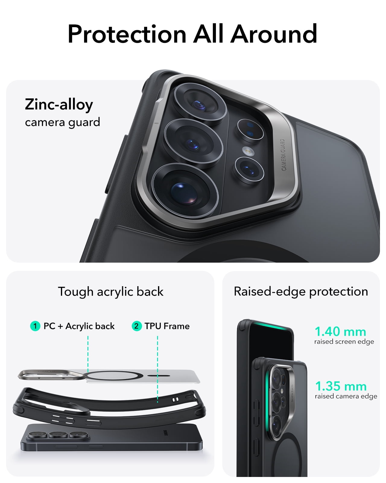 ESR Magnetic Case with Stash Stand Compatible with Samsung Galaxy S26 Ultra, Military-Grade Protection & MagSafe Compatible, Scratch-Resistant, Frosted Black