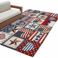 thumbnail image 2 of Independence Day Washable Area Rug 2.7 x 5 ft Retro Red Blue Stars Stripes Star Love Plaid, Soft Non Slip Rugs Stain Repellent Indoor Felt Carpet for Living Dining Room Bedroom Home Office, 2 of 9