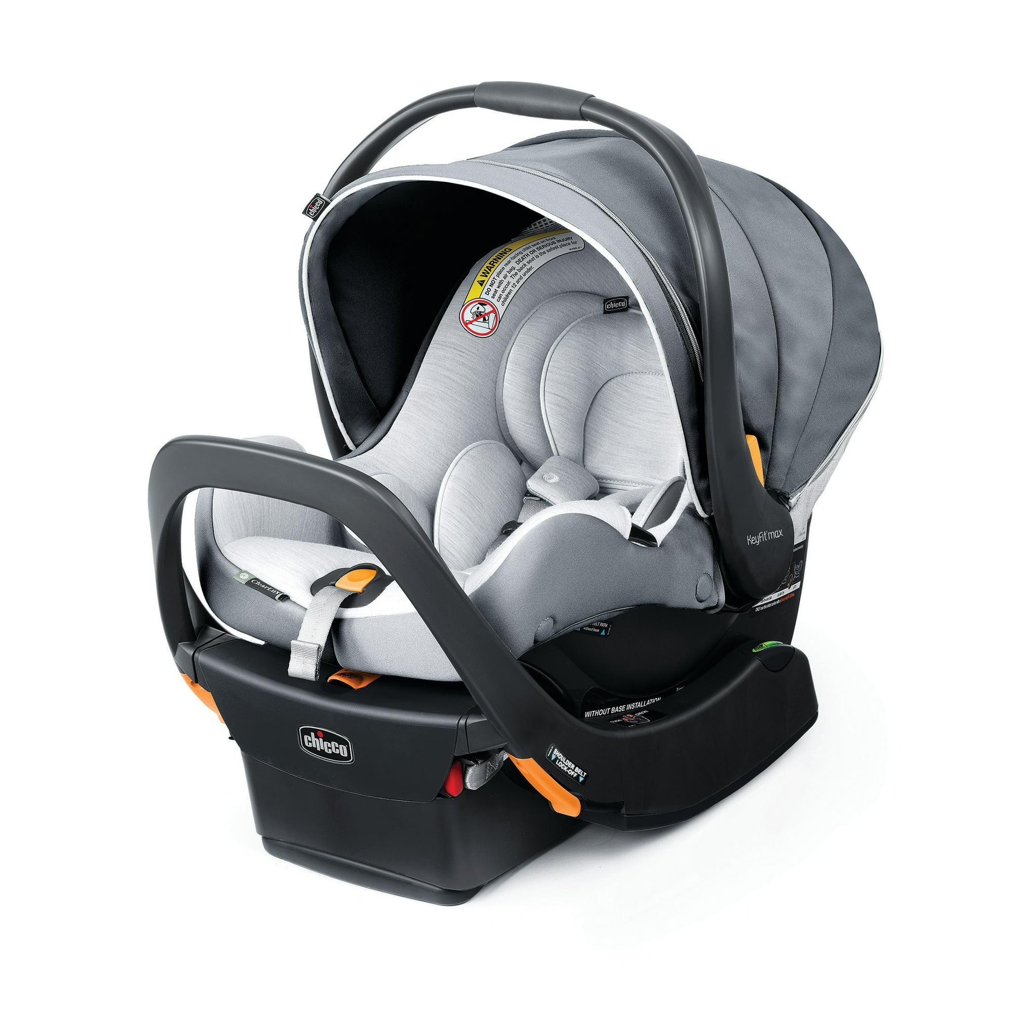 Chicco KeyFit Max Zip ClearLux Extended-Use Infant Car Seat and Stay-in-Car Base, Rear-Facing, 1-Hand Adjust Handle, Zip-Open Privacy Shield - Verona (Grey)