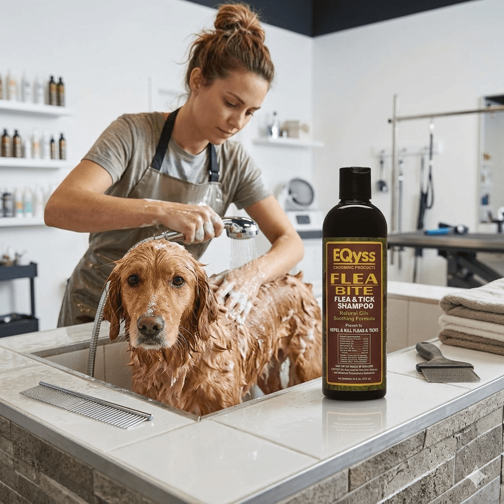 EQyss Flea Bite Shampoo 16 oz. Natural Oils pH Balanced Flea & Tick Dogs Cats