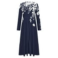 thumbnail image 3 of Fnooota Womens Maxi Dresses, Crew Neck Spring Fall Long Sleeve Casual Party Dress Navy Size M, 3 of 4