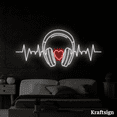 thumbnail image 3 of Craftnamesign Headphone Heartbeat Neon Sign, Headphone Shop Sign, Room Decor, 3 of 4