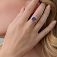 thumbnail image 4 of Gem Stone King 3.79 Ct Cushion Blue Lapis 18K Yellow Gold Plated Silver Ring, 4 of 5