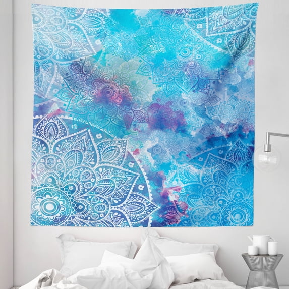 Mandala Tapestry, Watercolor Art of Floral Round Color Strains Design Geometric, Fabric Wall Hanging Decor for Bedroom Living Room Dorm, 5 Sizes, Multicolor, by Ambesonne