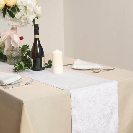 

12 x 108 | White | Premium Velvet Table Runner - Pack of 1 Runner