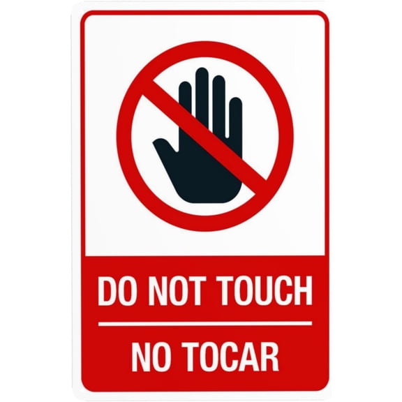 Do Not Touch Bilingual Warning Sign, Security Safety Metal Signs, Vintage Caution Poster Wall Decor for Business Office Home Street Road Use 8 x 12 Inch